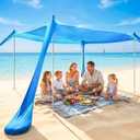 FILFEEL Large UPF50 Beach Tent Sun Shelter Up Outdoor Shade with 4 Aluminum Poles for Camping Fishing Picnic (Blue)