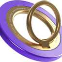 Magnetic Phone Ring Holder for MagSafe pop Socket,Two-Sided Magnetic 360 Rotation Magnetic Phone Grip for iPhone 16/15/14/13/12 Series/Samsung/Google,Pop Socket for iPhone(Purple with Gold)