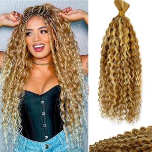 Highlight Human Braiding Hair Water Wave for Boho Braids 12A 100% Unprocessed Brazilian Virgin Braiding Hair Extensions 100g Bulk No Weft Bohemian Curly 2 Bundles 18Inch