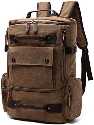 Vintage Canvas Backpack Casual Travel Rucksack 15.6inch Laptop Daypacks Hiking Camping Backpack (Coffee)