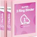 SUNEE 3 Ring Binder 1 Inch D Ring, Clear View Binder Three Ring PVC-Free (Fit 8.5x11 Inches) for School or Office Supplies, Pink, 2 Pack