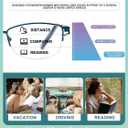 LianSan Metal Zero Top Progressive Multifocus Reading Glasses - for Women Half-Rim Blue Light Blocking Readers Clear Top Blue 2.50