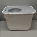 IRIS USA Cat Litter Box, Large Cat Box Enclosure, Top Entry with Litter Catching Lid, Enclosed with Scoop, Gray/White, 20.5"L x 14.75"W x 14.5"H