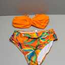 SEAFORM Women's Bikini Sets Two Piece Tummy Control Swimsuit High Waist V-Neck Beachwear Twist Front Straps Bathing Suits (Large, Orange)