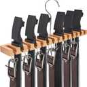 Belt Hanger Organizer for Closet: Ohuhu 2 in 1 Wall Mount Hanger 14 Slots+13 Hooks Storage Wooden Belt Organization 360 Degree Rotating Belt Display Holder for Belt Tie Scarf Accessories, 1 pack