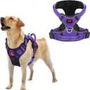 Tuff Pupper No Pull Easy Walk Dog Harness | Heavy Duty Pet Vest | Front & Back Leash Clips | Strong Safety Handle | Reflective Anti Pull Vest | Comfortable Padded Escape Proof Harness (Large, Purple) (Large (Neck: 18-26" , Chest: 21-25"))
