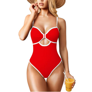 OQQ Women’s One Piece Swimsuit Cutout Push Up Tummy Control Bathing Suit with Adjustable Straps Large