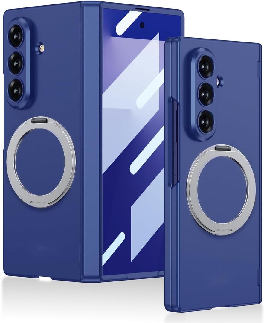 Kickstand Case for Samsung Z Fold7,Magnetic Closure 360Spin Stand Prevent Fingerprints Prevent Scratches Phone Pouch,Blue,Z Flod7