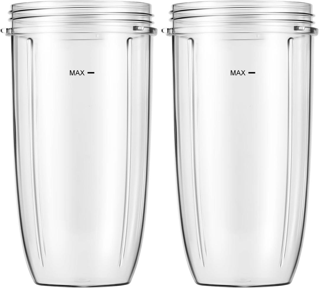 MEET JUICE Blender Replacement Cups for Nutribullet Blender, 32oz Cups Compatible with Nutri Bullet 600W/900W Blenders (2-Pack)