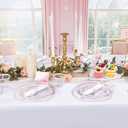 I00000 210 Pcs Clear Pink Plates for 30 Guests, Pink Dinnerware Include 60 Plates, 30 Cups, 30 Pre Rolled Napkins with Cutlery Set for Party and Wedding