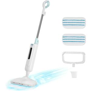 Sweetcrispy Steam Mop for Floor Cleaning,Lightweight Floor Steamer Cleaner for Hardwood/Tile/Laminate Floors Carpet, 2 Washable Pad, White and Green