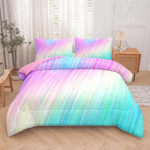 Bodhi Pink Full Comforter Set,Comforter Set for Girls,tie dye Bedding Set for Kids,Kids Girls Bedding Sets,Full Comforter Sets for Girls,3PCS Rainbow Bedding Set with Pillowcase