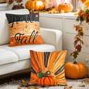 DUZXLCQ Fall Pillow Covers 18x18 inch Set of 4 Pumpkins Thankful Blessed Maple Leaves Autumn Decorative Throw Pillow Covers Farmhouse Cushion Case Harvest Decorations for Couch Sofa Home Outdoor