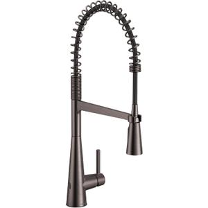 Moen Sleek Black Stainless One-Handle Touchless High Arc Pulldown Kitchen Faucet, Modern Spring Kitchen Sink Faucet with Pulldown Sprayer Head and Wave Motion Sensor, 5925EWBLS