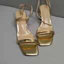 GENSHUO Women's Kitten Low Heels Square Open Toe Ankle Strap Sandals Sexy Strappy 2 Inch High Heels for Women Comfort Dress Party Wedding Shoes Gold Size 8.5