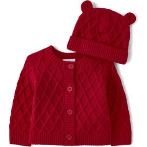 The Children's Place Baby Girls' and Newborn Cardigan with Matching Hat, 2 Piece Set, Size 9-12M