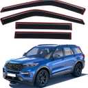 Lightronic Extra Durable Clip-on in-Channel Auto Vent Window Visor, Fits 2020-2025 Ford Explorer, UV Protection Rain Guard, Original Wind Deflector, No-Drill Easy Install, Dark Smoke, 4-Pcs