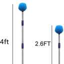 Cobweb Duster with Pole, 4ft Stainless Steel Pole Cobweb Brush with Medium-Stiff Bristles for Walls Beams Shelves Iight Fixtures and Window Screens (4 Foot (Pack of 1))