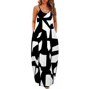 Wolddress Womens Maxi Dress with Pockets 2026 Casual Strap Plus Size Loose Plain Long Office Summer Beach Travel Dresses S-5X (Medium, Z-white Block)