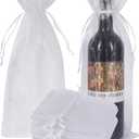 HRX Package 30pcs White Organza Wine Bags, Sheer Mesh Wine Gift Pouches Bottle Covers Dresses Drawstring for Christmas