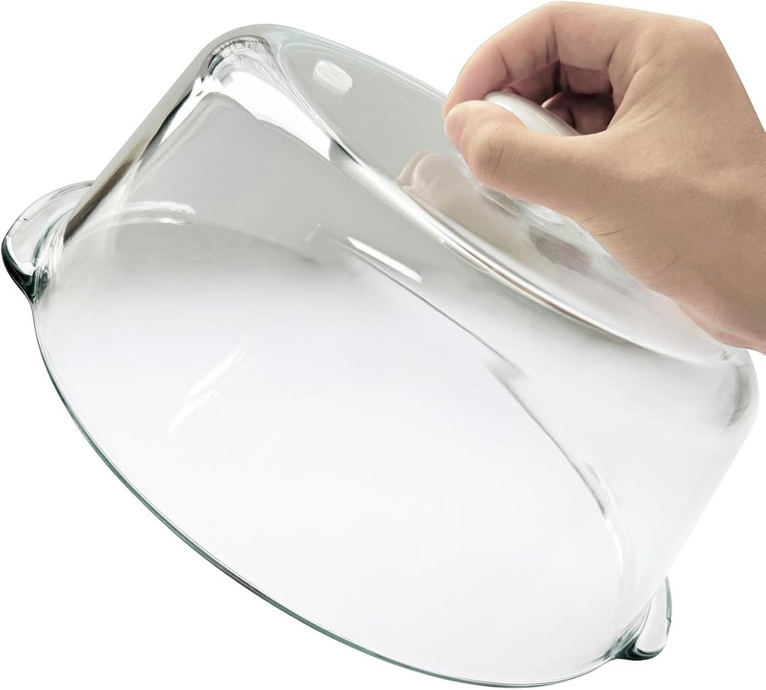 Glass Microwave Splatter Cover for Food Tall Microwave Cover with Ceramic Knob 100% Food Safe 9.5in Plate Splatter Guard Lid With Vent Hole BPA Free Dishwasher Safe