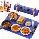 Warming mat for Food, Food Warming Mat - New Upgraded Fast Heating Silicone Electric Warming Tray, Larger Touch Screen, Higher Feet, Roll Up Warming Mat for Food, Portable Food Warmer, Blue