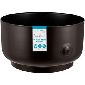BIRDROCK HOME Decorative Footed Water Hose Holder Pot - Ground Garden Hose Box - Steel - Powdered Coated - Embossed - Steel Metal Hider - Outdoor or Indoor Use (Oil Rubbed Bronze)