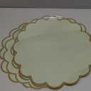 Tinlade 50 Pcs Paper Placemats, 13.5 Inch Disposable Scalloped Placemat, Decorative Round Table Place Mats for Birthday, Wedding, Bridal Shower, Baby Shower, Tea Party, Dining Tableware(Sage Green)