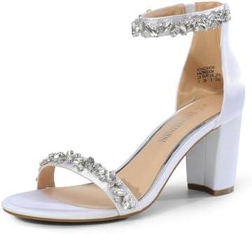 DREAM PAIRS Women's Chunky Block Heel Sandals, Open Toe Ankle Strap Dress Shoes, Comfortable Wedding Guest Heels for Party, Prom and Formal Events, 10