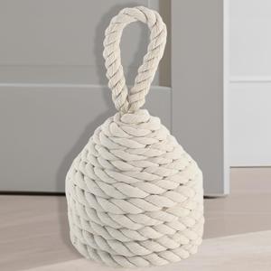 3.3lb Woven Doorstop–Kid & Pet-Friendly, Cotton Rope, Door Holder to Keep Door Open with Handle, Weighted Outdoor Door Stop for Family Homes, Floor-Safe