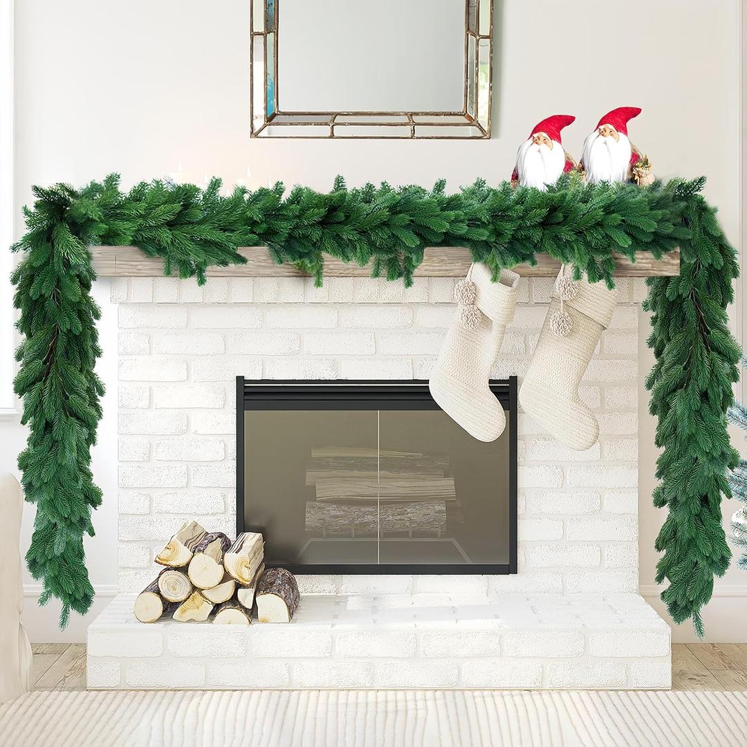 6 Ft Christmas Garlands,Artificial Pine Garlands,Realistic Faux Greenery Garland for Christmas Table Wall Fireplace Mantle Holiday Party Decoration