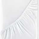 Royale Linen 400 Thread Count 100% American Grown Cotton Fitted Sheet Twin Size - All Around Elastic Fitted Sheet - Luxury Sateen Weave - Snug Fit Bottom Sheet Fit Up to 16" (Twin, Signature White)