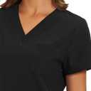 floralhue Scrubs for Women, Women's Medical Scrub Sets, V-Neck Scrubs Top & Cargo Pants with 12 Pockets, Black, L