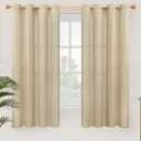 YoungsTex Burlap Linen Semi Sheer Curtains 63 Inch Length 2 Panels, Light Filtering Drapes with Grommet No See Through for Living Room Bedroom Farmhouse, 52 X 63 Inch