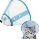Cat Cone Collar Soft, Lightweight Mesh Cat Cone to Stop Licking Adjustable Cat Recovery E Collar for Kitten and Small Dogs, Blue, Size: S