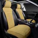 Front Car Seat Covers for Toyota,Leather Waterproof Seat Protector Custom Fit Toyota Tacoma Rav4 Corolla Camry Tundra Venza Corolla Cross,2 Pack,Beige