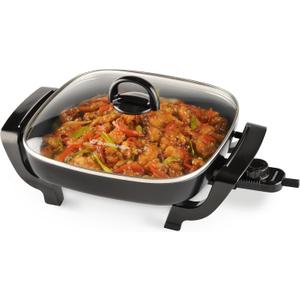 Toastmaster 12" Nonstick Electric Skillet - Deep Skillet Appliance with Glass Lid - Multipurpose Kitchen Cookware for Breakfast & More
