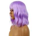 Short Bob Wigs with Bangs for Women Loose Wavy Wig Curly Wavy Shoulder Length Bob Synthetic Cosplay Wig for Girl Colorful Costume Wigs (Purple)