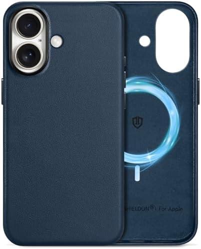 SHIELDON Genuine Leather Case for iPhone 17 6.3" 2025 - Navy Blue
