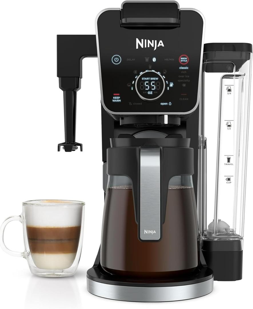 Ninja DualBrew Coffee Maker  12-Cup Glass Carafe, KCup Pod Compatible, Single Serve & Drip Brewer, Specialty Brew Options, Removable Reservoir, Black