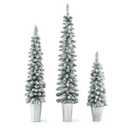 Set of 3 Pre-Lit Snow Flocked Artificial Christmas Trees Indoor Holiday Decoration