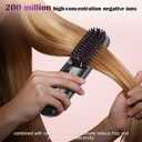 Go Brush Pro Portable Cordless Hair Straightener Brush for Travel, 30s Fast Heat for Instant On-the-Go Styling, 3 Adjustable Temperature Settings for All Hair Types,Midnight Black