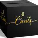 3 x Large Wedding Card Box for Graduation Baby Shower Birthday Wedding Reception Retirements Party Decoration Black Gift Cardboard Box for Diaper Raffles Gift Money Collection & Envelope Cards, 9.45 inch