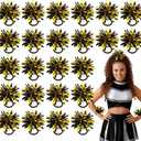 Shappy 2 Color Mini Pom Poms Hair Ropes for Football Cheerleading 4 Inch Ponytail Holder for Team Spirit Sports Dance Cheer (Black Gold)