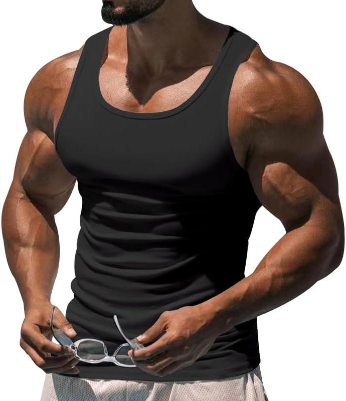 Men's Gym Workout Tank Tops - Soft Lightweight Sleeveless Muscle Shirts for Beach & Athletic Wear (XX-Large, Black)