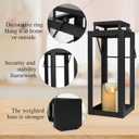 18" Black Metal Modern Candle Lantern Decorative Hurricane Lantern for Indoor & Outdoor Use, Ideal for Table, Mantle, Porch, Halloween, Christmas, and Wedding Decor (No Glass Panel)