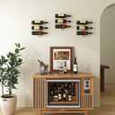 B4Life Wine Rack Wall Mounted for 9 Wine Bottles, Wood Wine Racks for Wall, Wine Holder Wine Bottle Racks for Kitchen, Dining Room, Bar-Dark Yellow