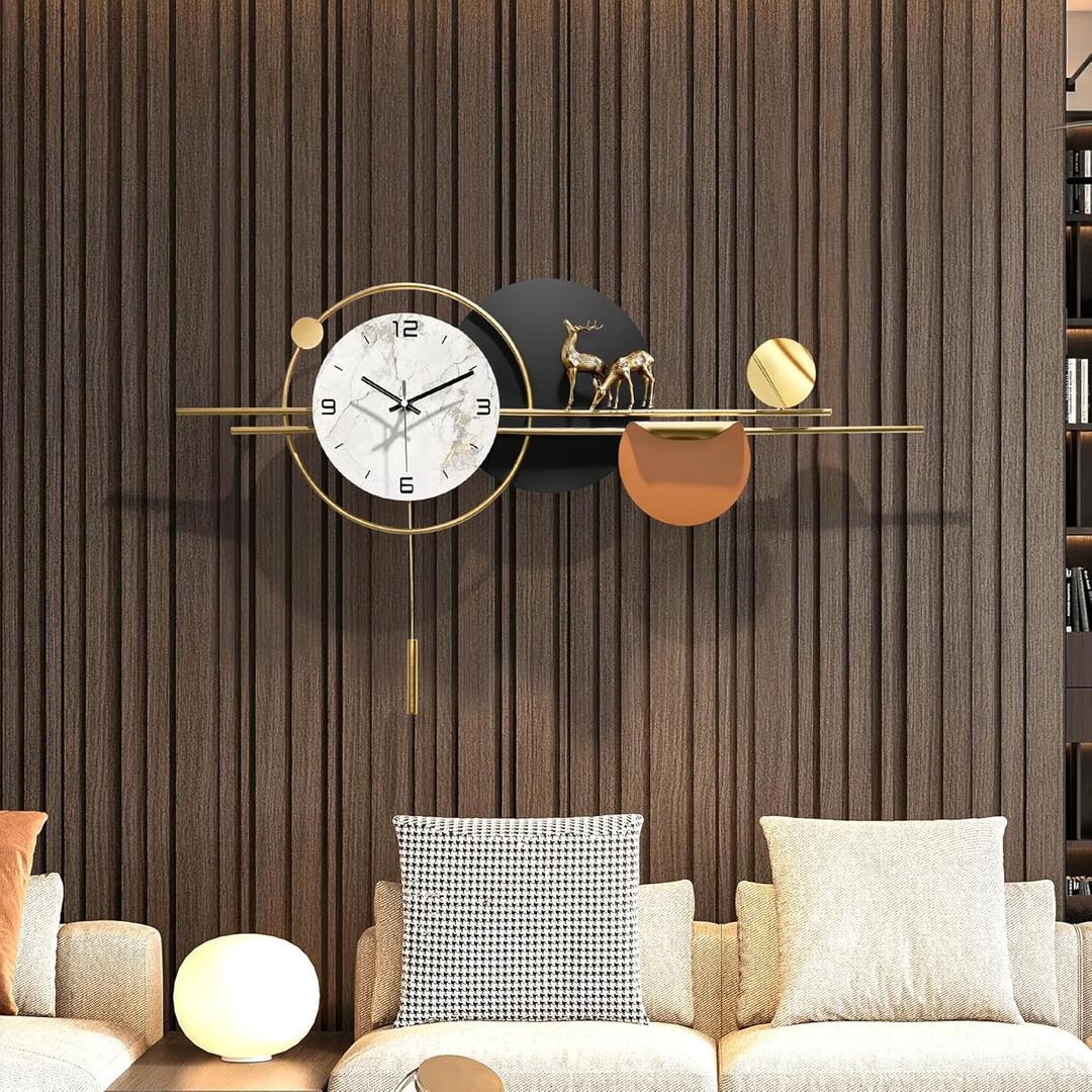 Pendulum Wall Clocks for Living Room Decor,Decorative Modern Silent Wall Clock Large Wall Clocks for Kitchen/Bedroom/Entryway/Office Decor 36''Lx19''W