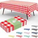 misaya 4 Packs Buffalo Disposable Table Cloth, 54 x 108 Inch Waterproof Plastic Tablecloth, Rectangle Red and White Checkered Table Covers for Picnic, Birthday, Party, Mother's Day