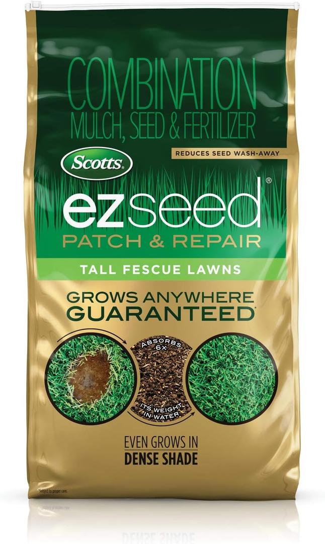 Scotts EZ Seed Patch & Repair Tall Fescue Lawns - Combination Mulch, Grass Seed and Fertilizer for Bare Spots and Repair, Covers Up to 225 sq. ft., 10 lb.